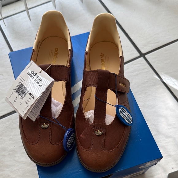 adidas Shoes - Adidas Brown Samba Mary Jane Sneakers with Cream Lining